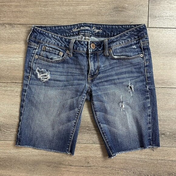 American Eagle Womens Next Level Stretch Super Hi-Rise Jegging Cut Off Shorts 6 - Picture 1 of 5